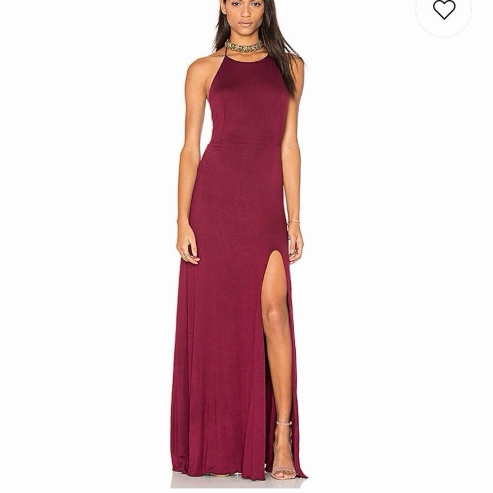 De Lacy Nikki Maxi Dress Merlot Small High Slit Bodycon Modal USA NWT